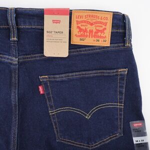 NEW Levi's 502 Regular Taper Stretch Jeans Dark Blue Men 36x32